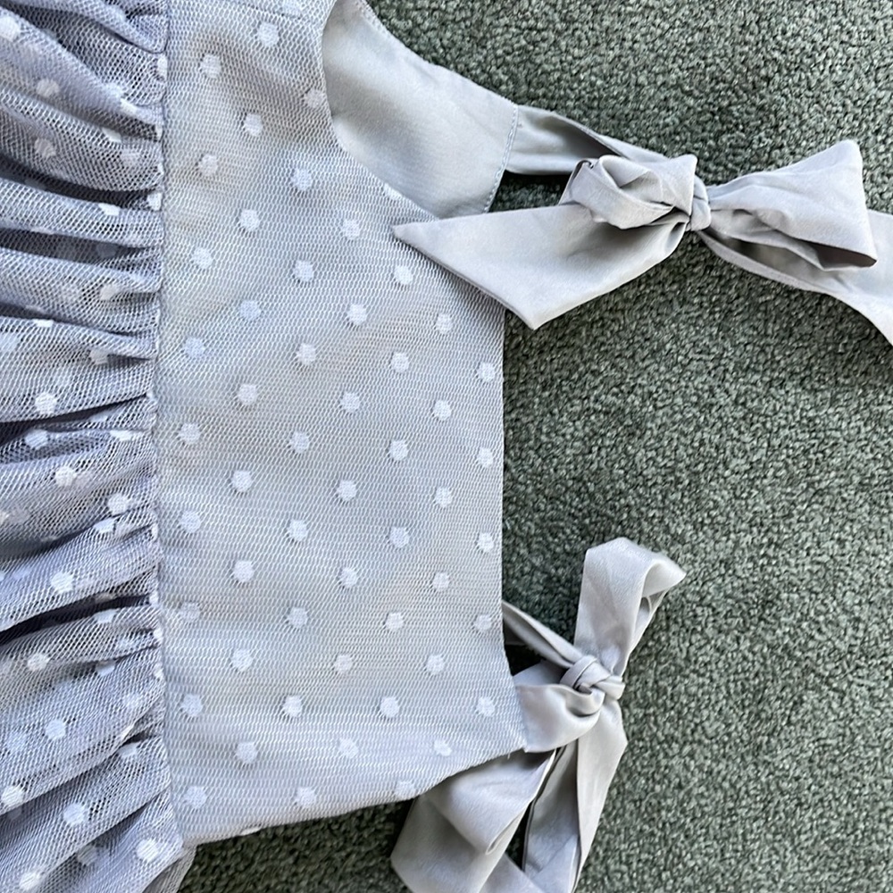 Maisonette Maison Me Polka Dot Gray Anja Tulle Dress “Dusty Blue” - Picture 6 of 12